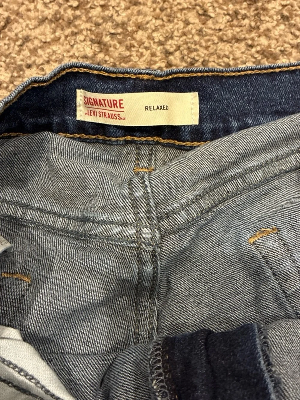 Signature by Levi Strauss Dark Blue Denim Cutoff Shorts